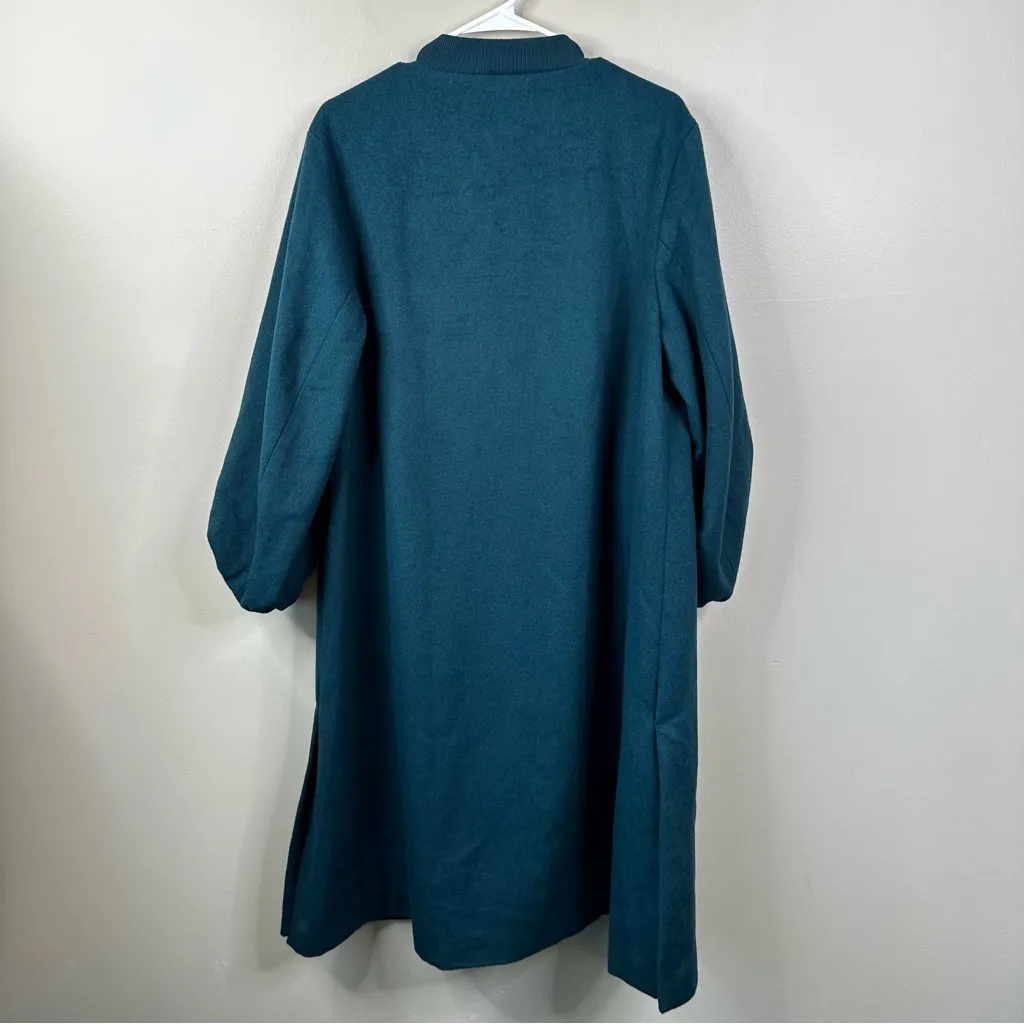 NEW dRA Anthropologie Puff Sleeve Midi Coat Womens XS Turquoise Wool Blend - Image 11