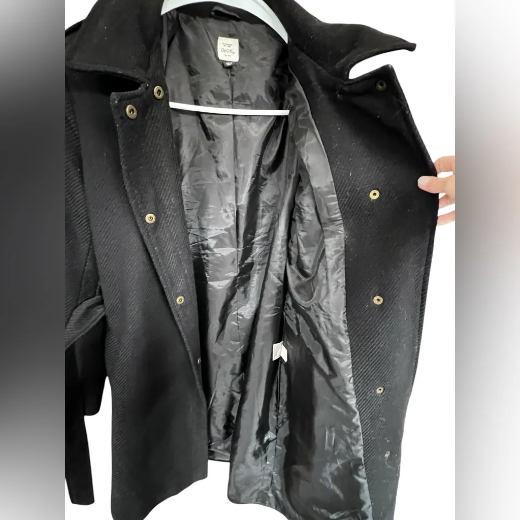 Old Navy Black Belted Wool Trench Coat - Image 6