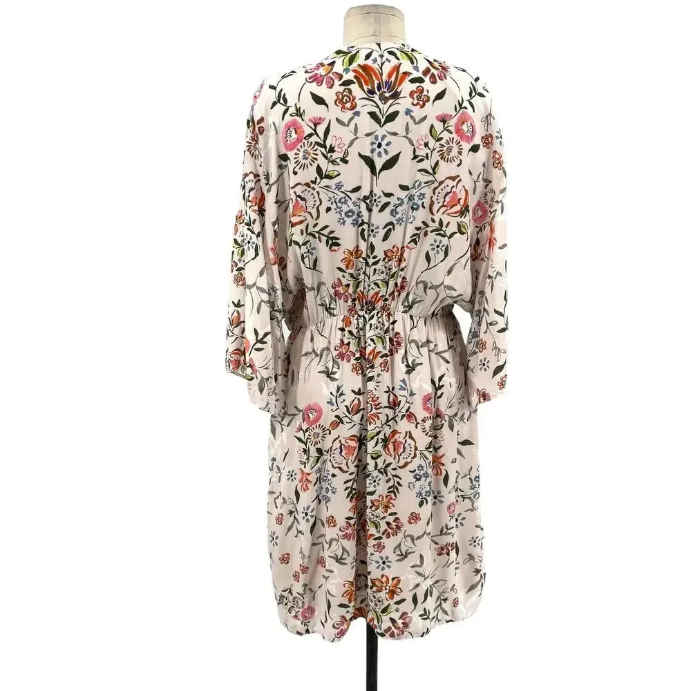 Anthropologie Laia‎ Botanical Dress Floral Print Dolman Sleeve White Size 12 - Image 10