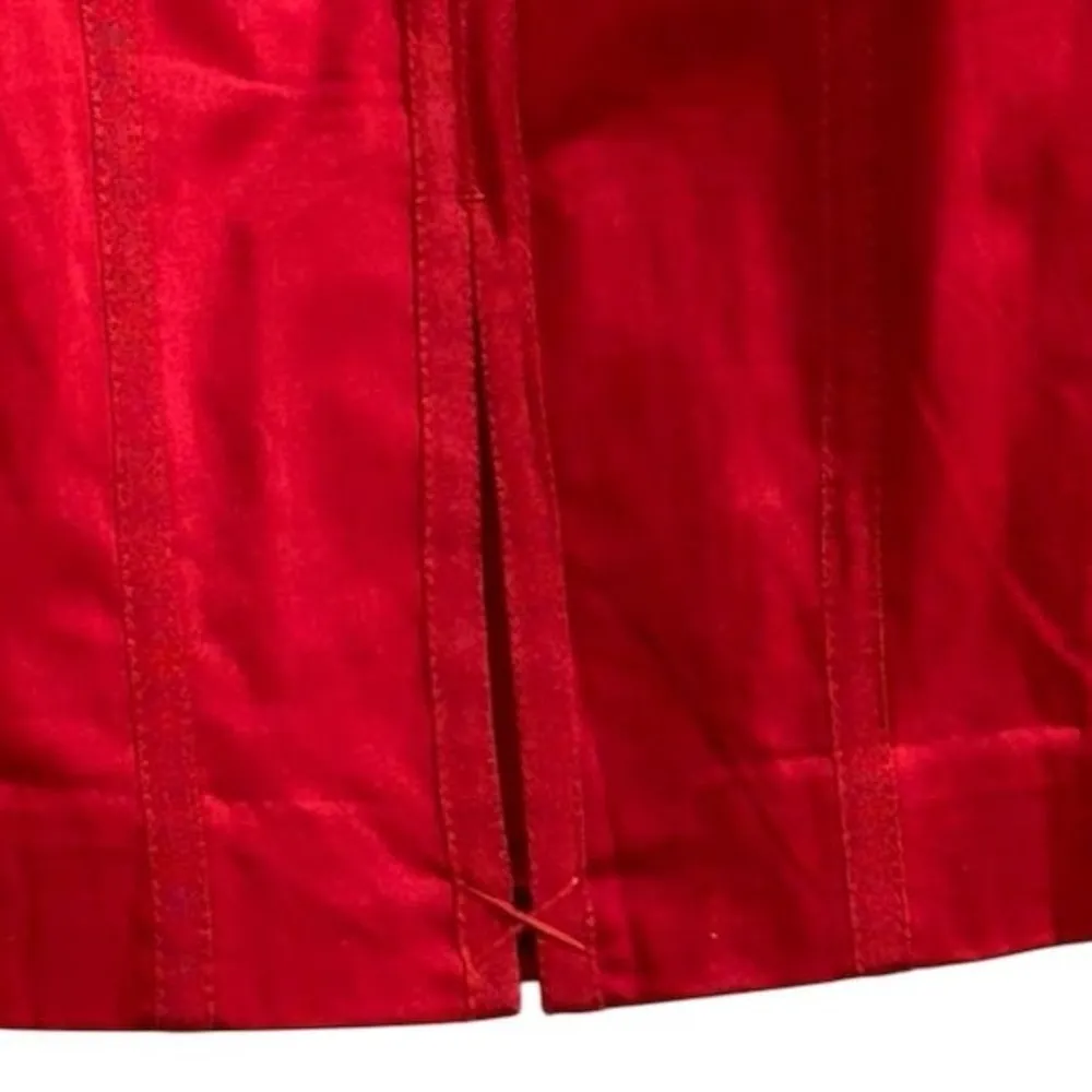 White House Black Market Women's Deep Red Satin Pencil Skirt Size 8 - Image 10