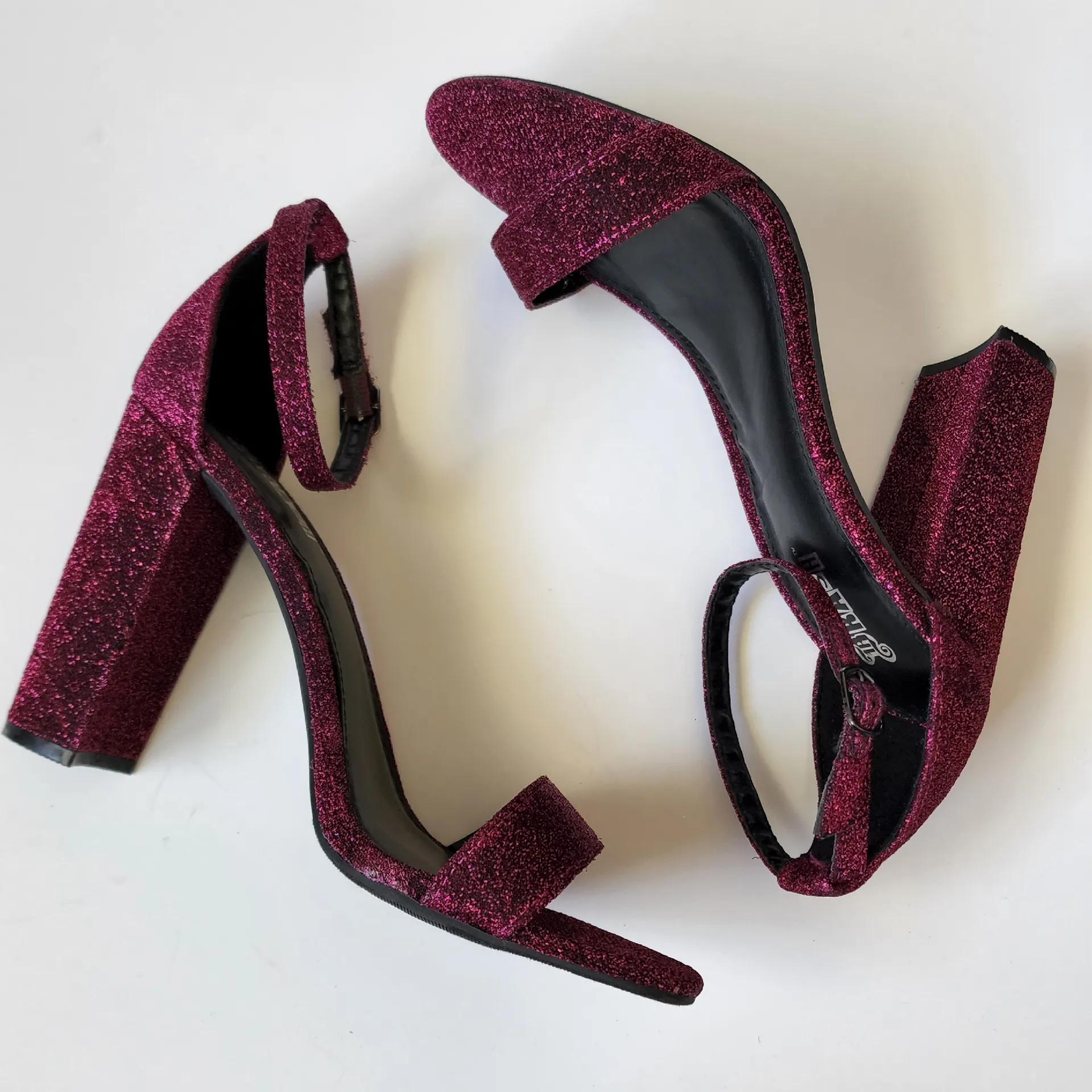 Brash Houston Glitter Metallic Plum Pink Ankle Strap Sandal Size 9 - Image 8