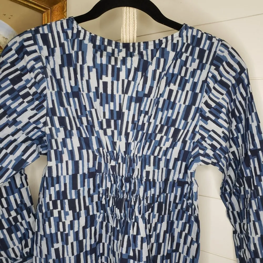 Mata Traders NWT All Gathered Up Dress Blue 3/4 Sleeve Size Small - Image 6