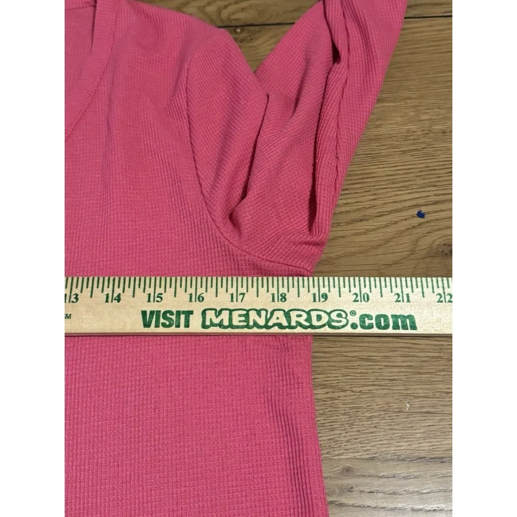 Athleta Shirt Womens Large‎ Pink Long Sleeve Waffle Knit Wind Down Sleep Top Tee - Image 5