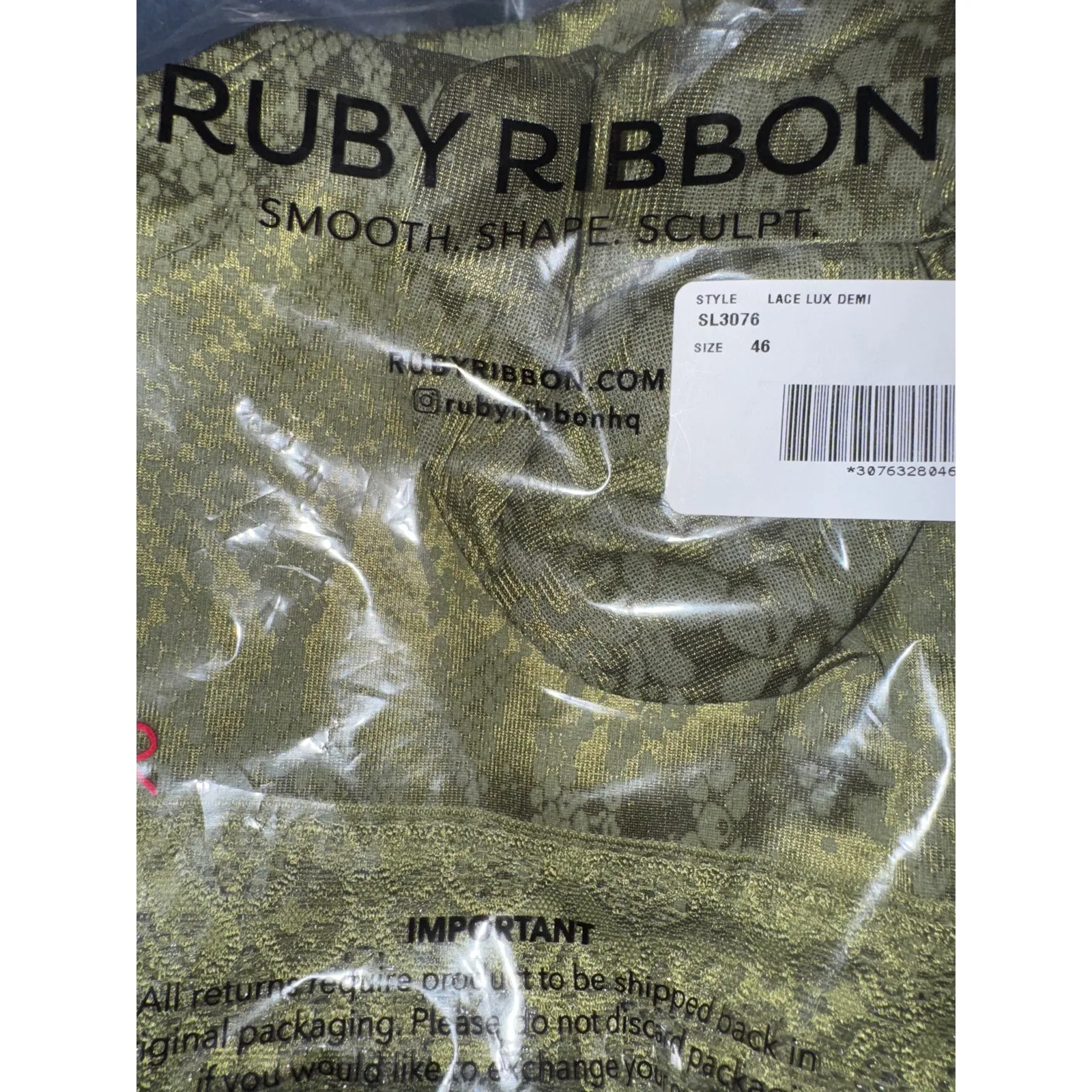 Brand New Ruby Ribbon Women's Size 46 Green Lace Lux Demi Bra - Image 4