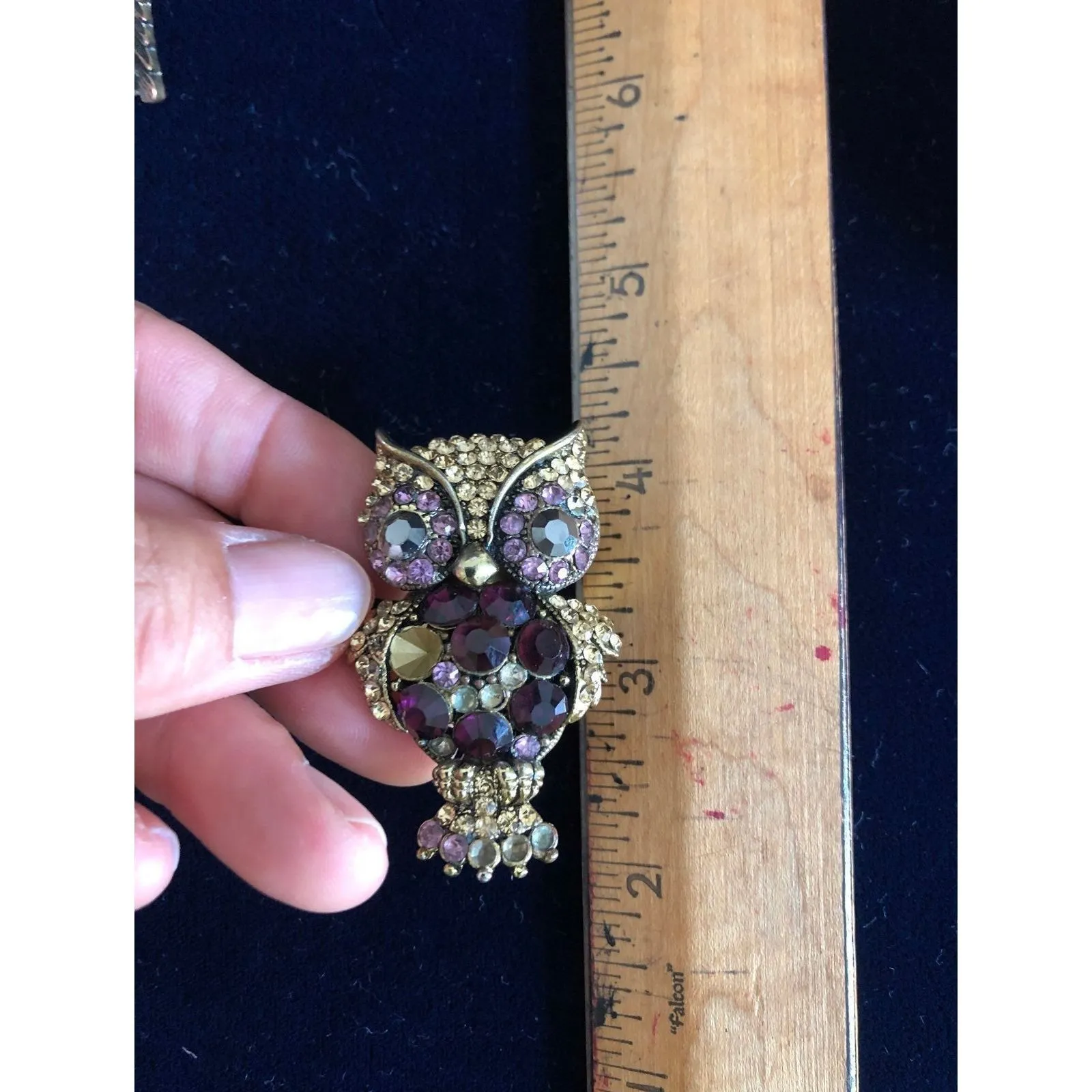 388. Owl & feather rings bundle gold tone Purple - Image 6