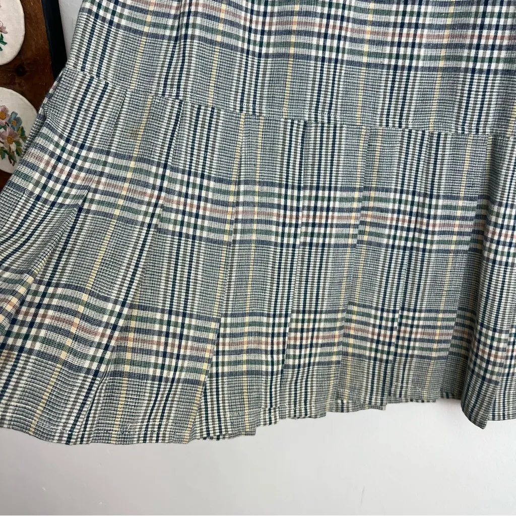 French Connection Vintage 70s School Girl Pleated Plaid Mini Skirt - Image 2