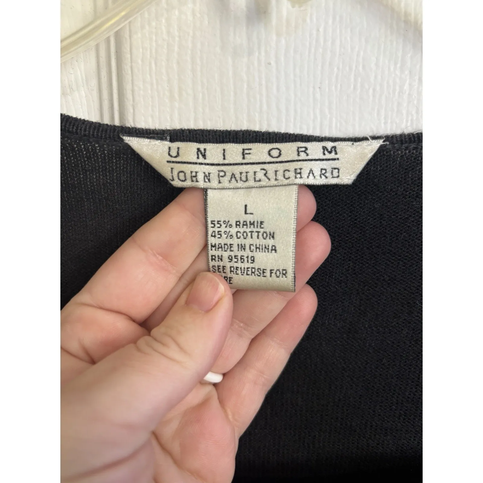 Vtg 90’s Black Ramie Blend Square Neck Boho Top Size Large Fairy Grunge Hippie - Image 3