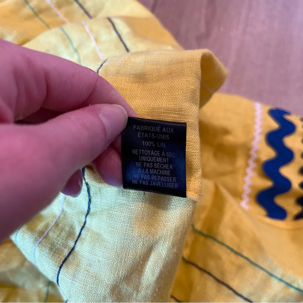 Lisa Marie Fernandez Yellow Linen Ric Rac Sleeveless Maxi Dress Size 1 (2) - Image 11