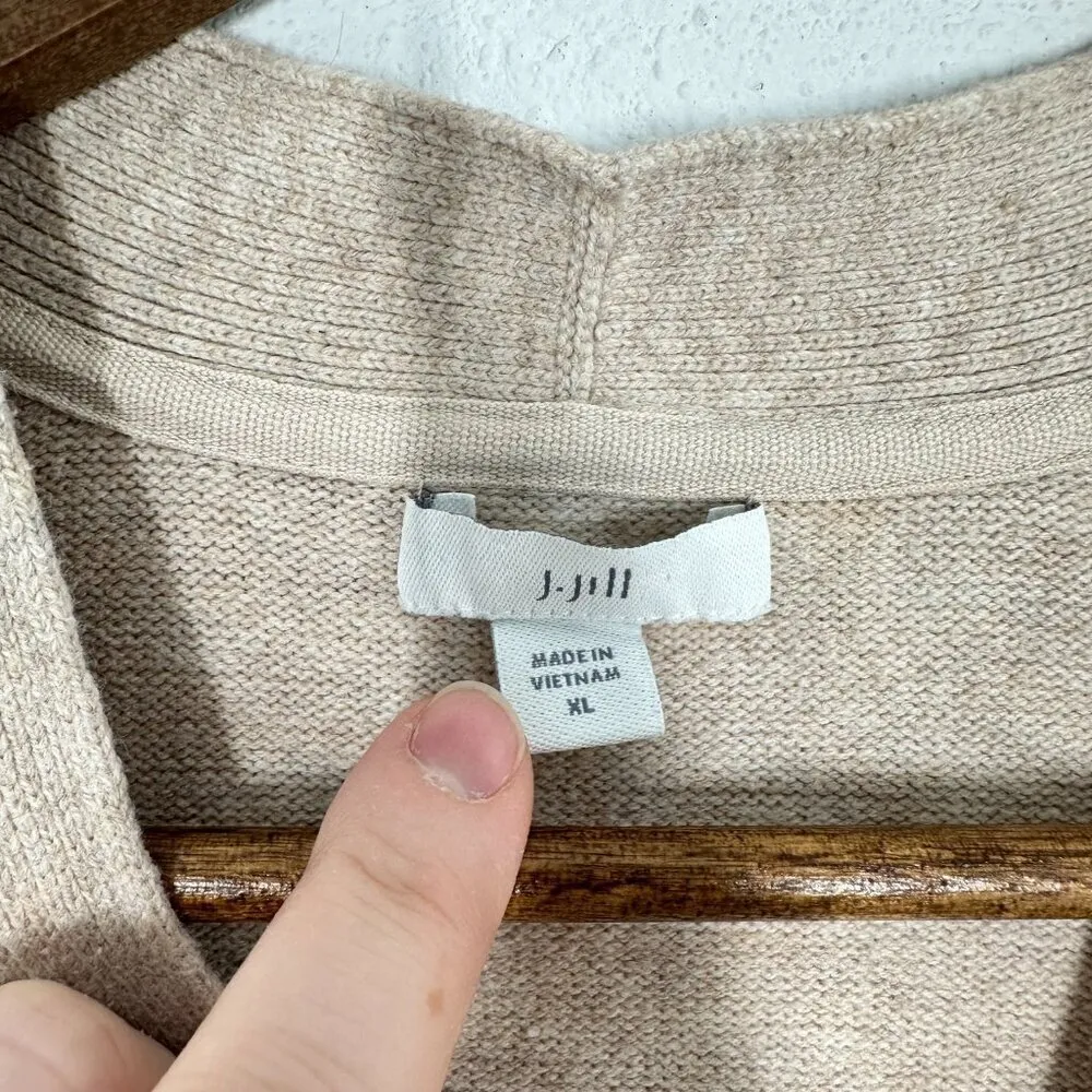 J.‎ Jill Size XL Neutral Colorblock Longline Cardigan Cozy Casual Office Classic Gray - Image 3