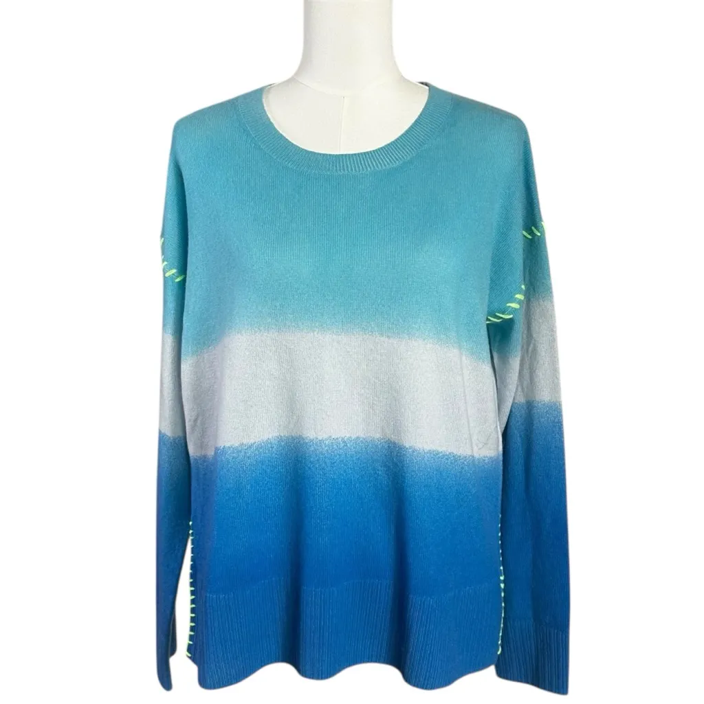 Lisa Todd Color Me Happy Cashmere Sweater in Ice Combo Size Large Blue - Image 2