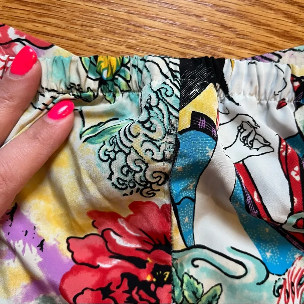 Natori silk pants oriental prints size small - Image 7