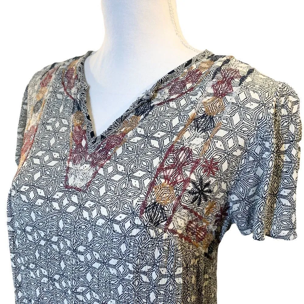 Women’s 𝅺Knox Rose white/black patterned boho top - Image 2