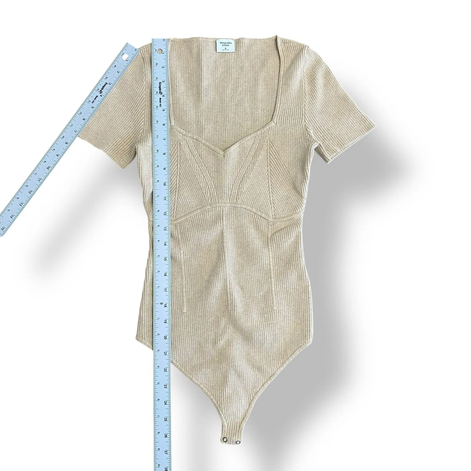 Abercrombie & Fitch‎ Sweetheart Corset Knit Bodysuit Women’s Size M Tan - Image 3