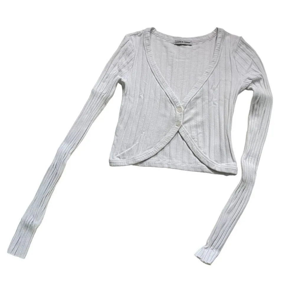 COTTON CITIZEN Capri Crop Cardigan in White‎ - Image 2