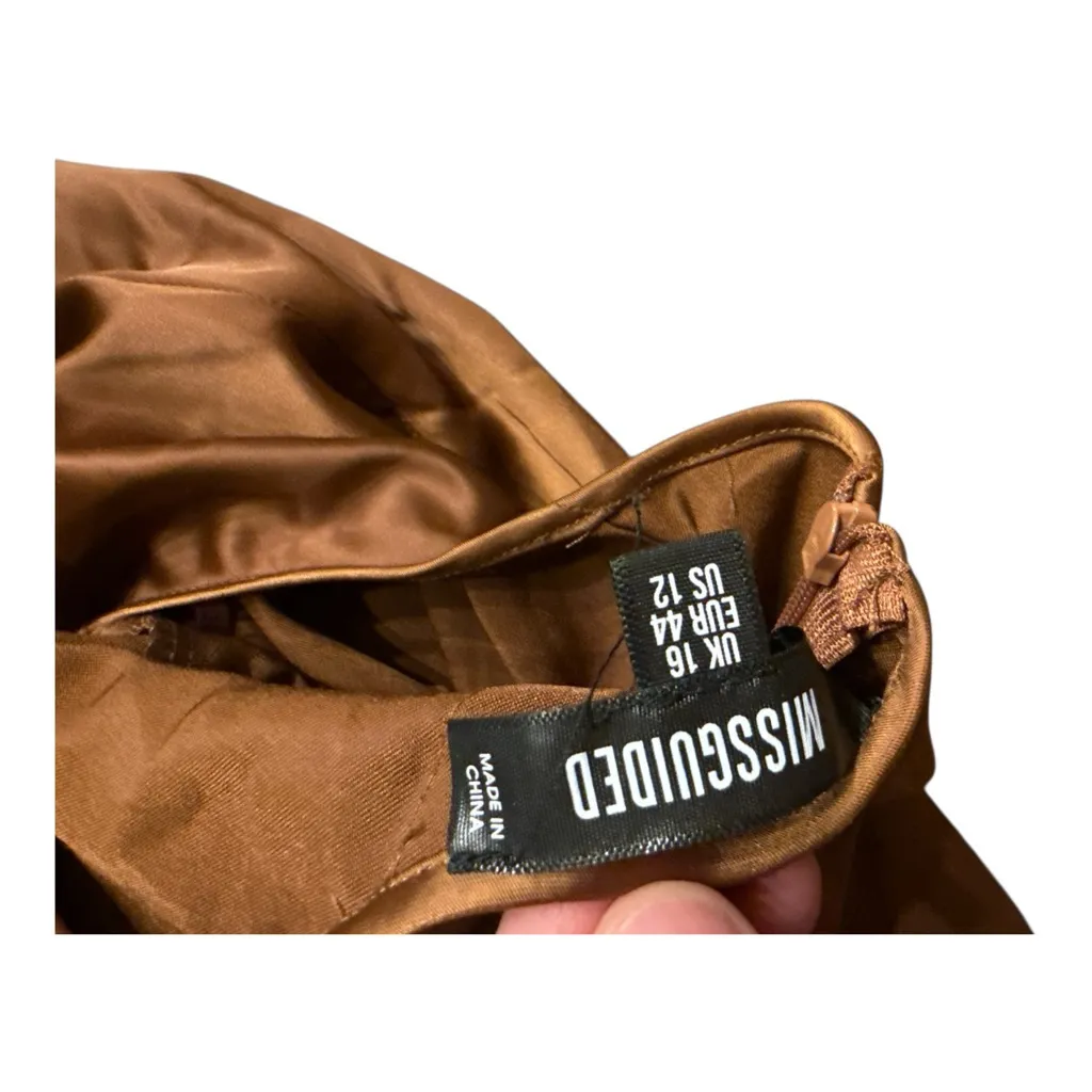 Elegant Brown Satin Dress - Image 6