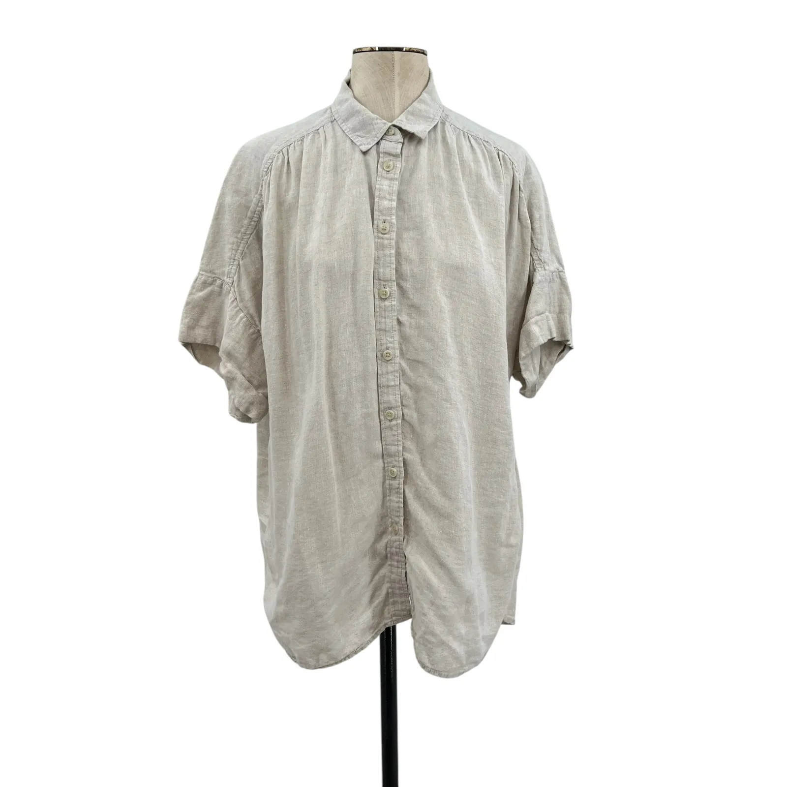J. Crew Relaxed-fit short-sleeve Baird McNutt‎ Irish linen shirt Beige XL Tall - Image 3