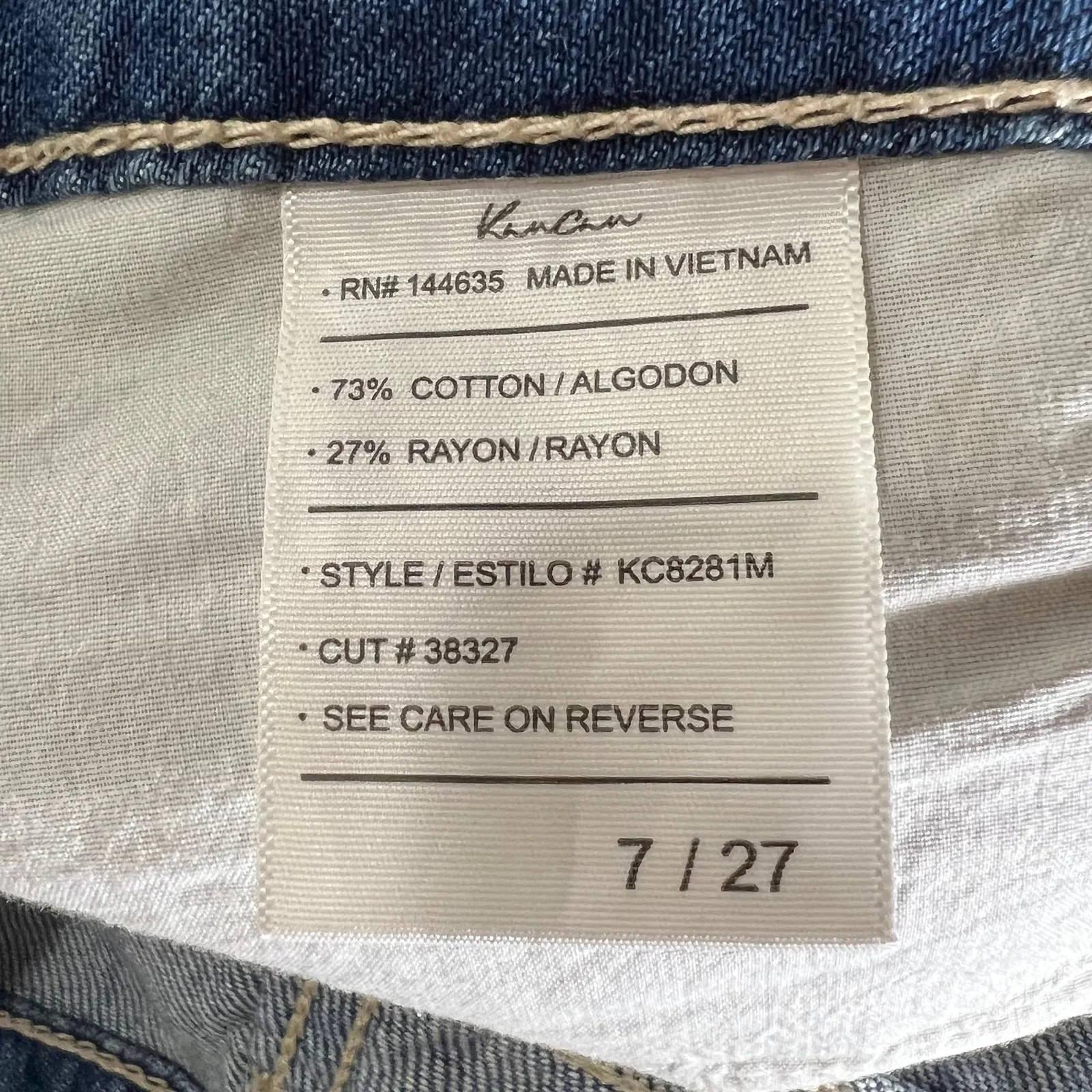 KanCan High Rise Destructed Boyfriend Jeans Stretch Distressed Size 27 Blue - Image 7