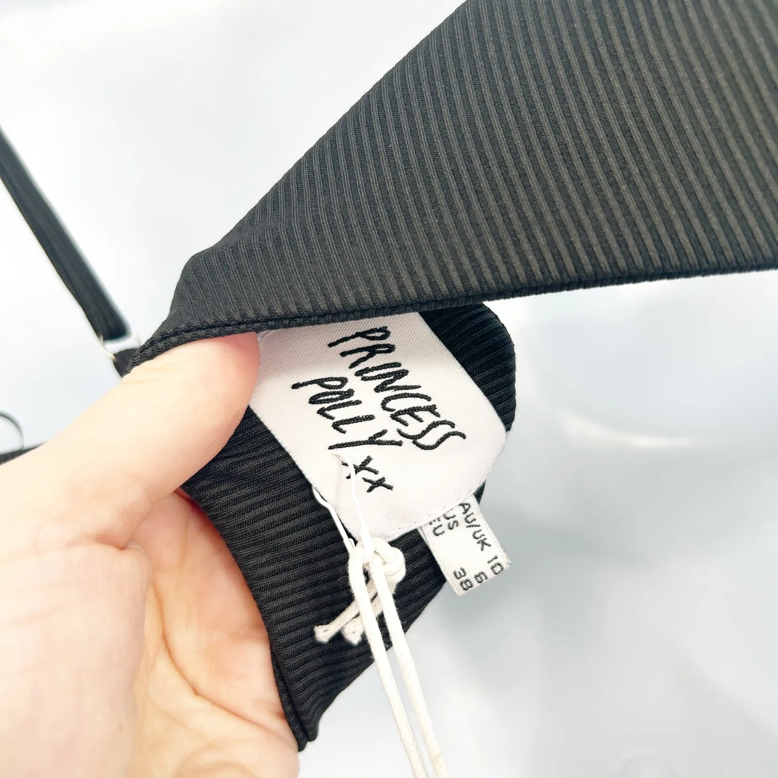 NWT Princess Polly Womens Ribbed Knot Front Cutout River Bodysuit Size 6 Black - Image 8