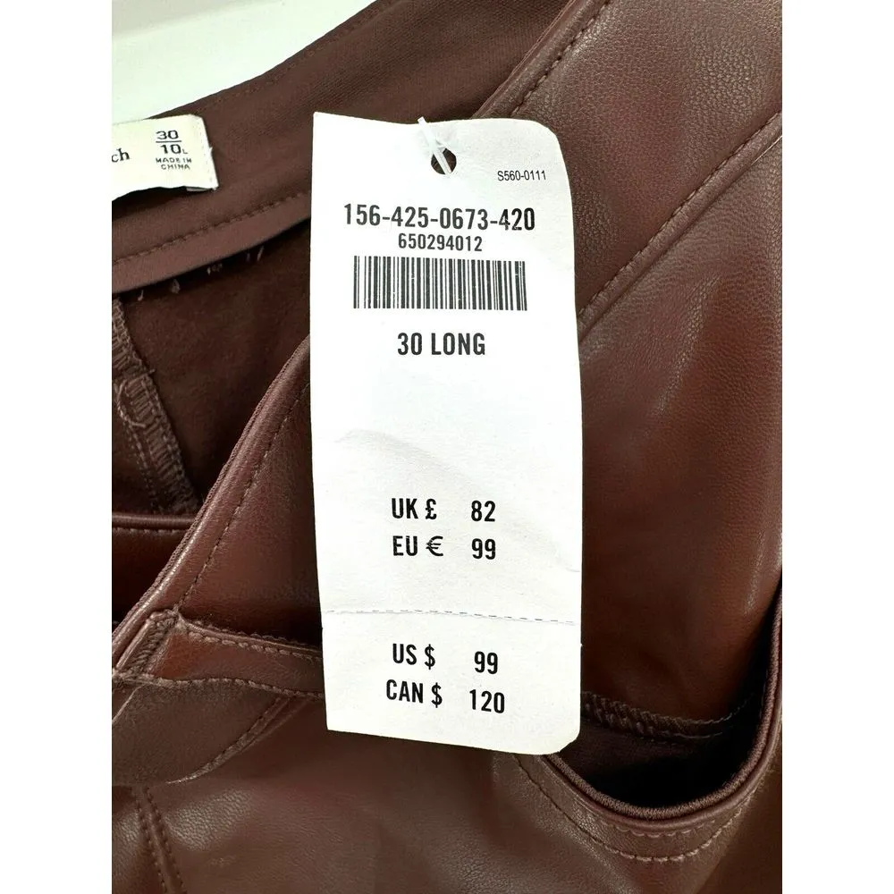 ABERCROMBIE & FITCH Criss-Cross Waist Vegan Leather‎ 90s Straight Pant Size 30 L - Image 6