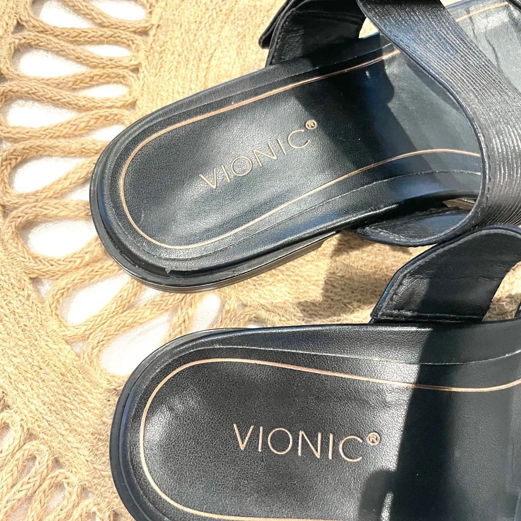 Vionic Women's Julep Leather Sandal Size 6 Wide Black Buckle - Image 5