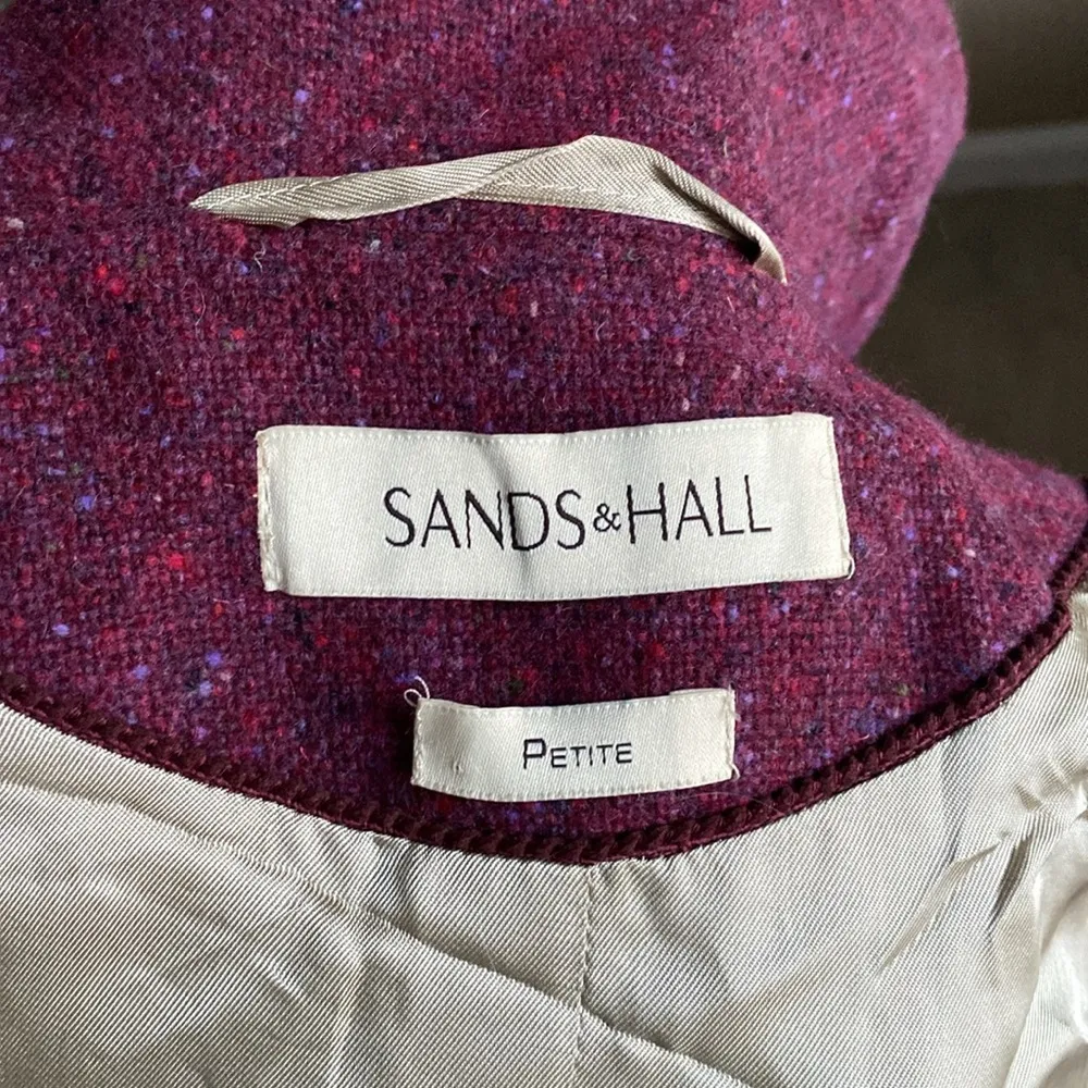 Wool cape coat from Ireland petite length wine colored Donegal tweed pattern Purple Size M - Image 11