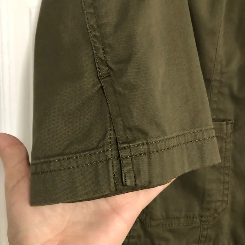 J. Jill‎ green army utility button down jacket. Cotton stretch women’s size 12 - Image 10