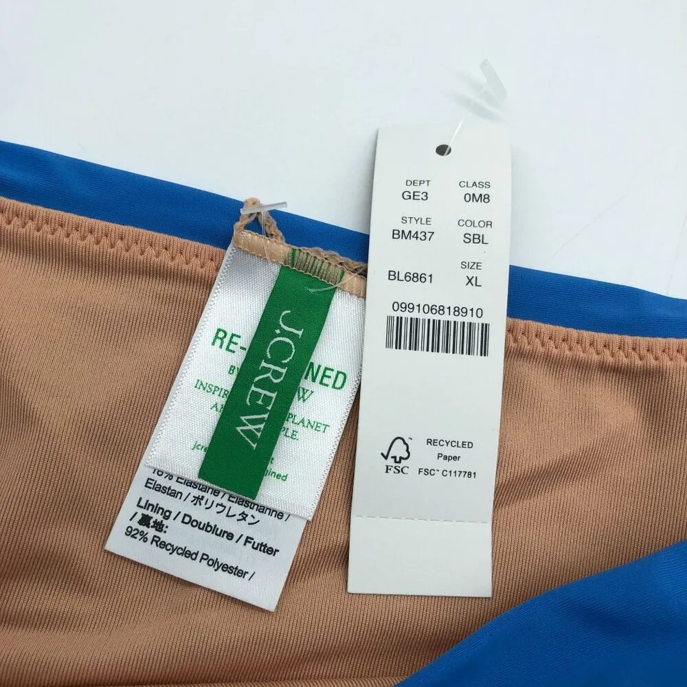 J Crew Scrunchie-Strap Full-Coverage Bikini Bottom Blue XL - Image 3