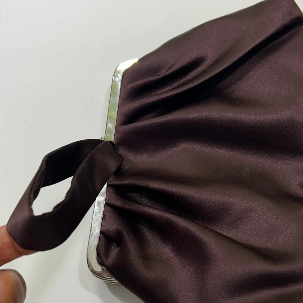 Chic Satin Brown Clutch - Image 8