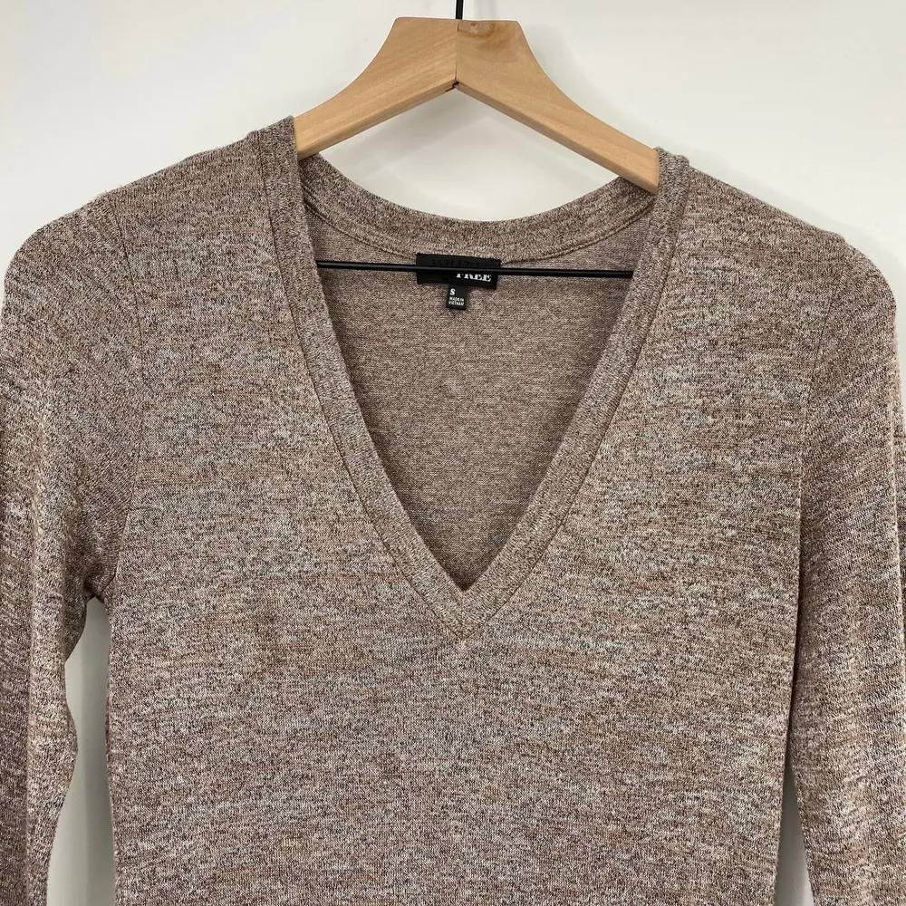 Aritzia Wilfred Free Space Dye Knit Stretchy V Neck Midi Dress Bodycon Womens S - Image 3