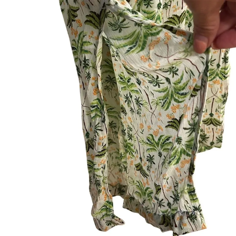 Old Navy Women's XXL Tropical Floral High Waist Wide-Leg Pants Side Slits - Image 8