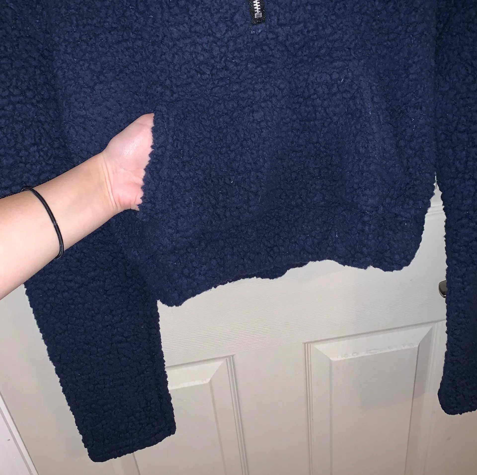 Navy Cropped Sherpa - Image 7