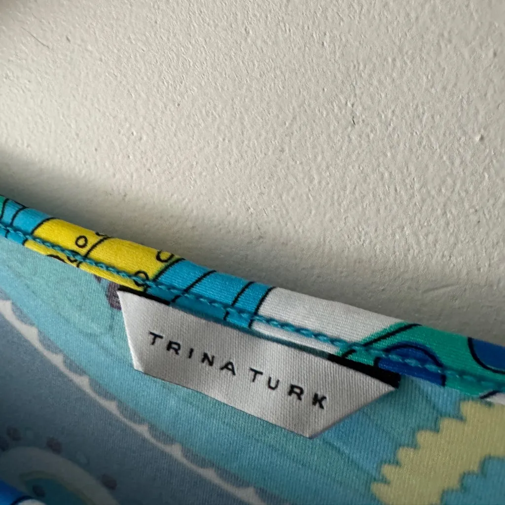 Trina Turk Blue Waves French Riviera Paisley Swim Cover-Up Tunic Dress - Image 7