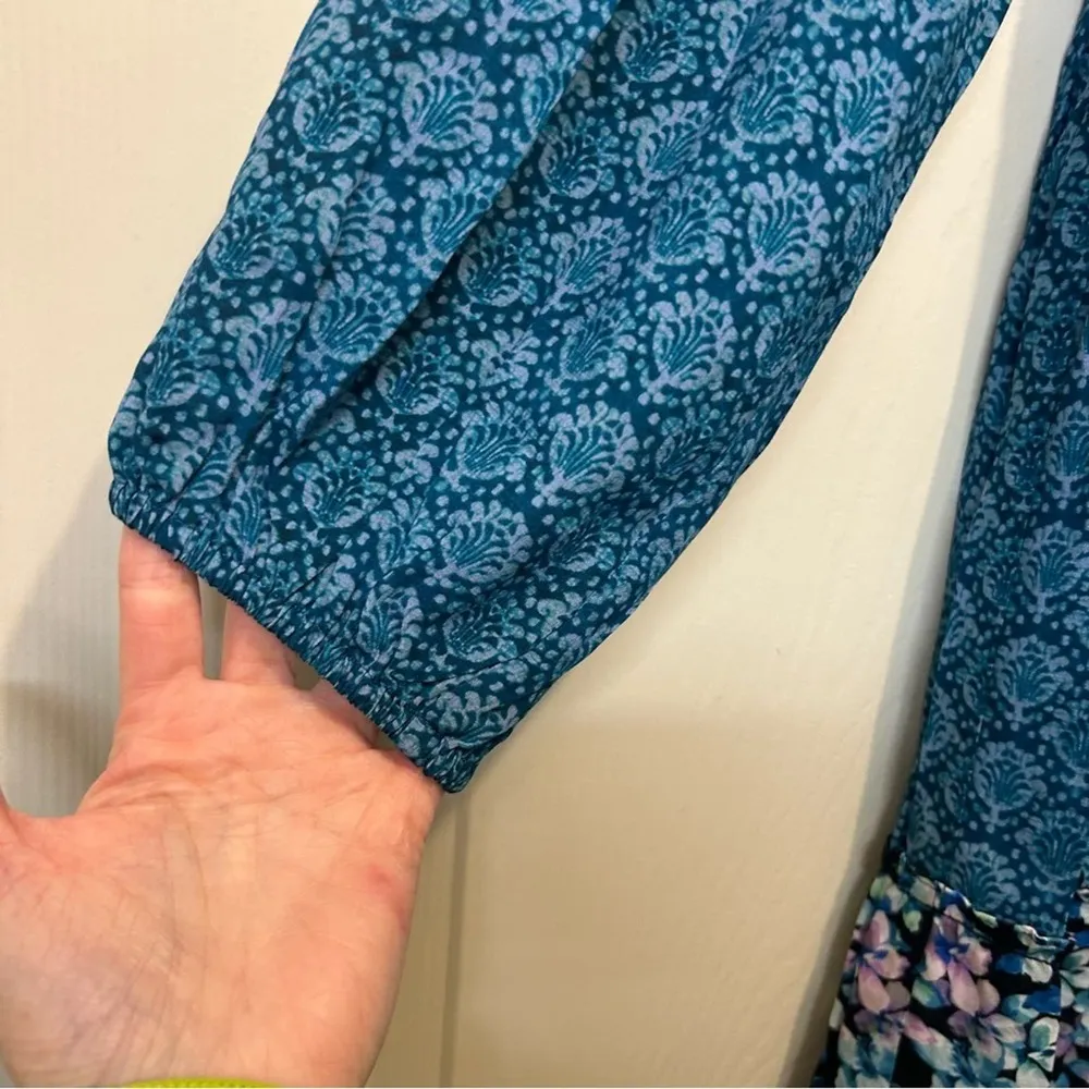 Soft Surroundings Dress Night Bloom Long Sleeve Floral Blue Purple Size Small - Image 6