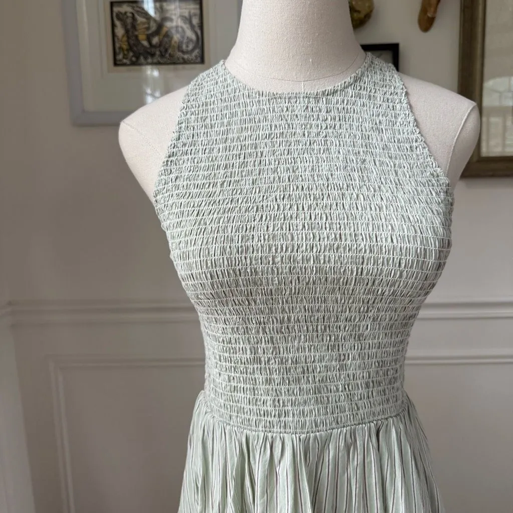 Madewell The Melody Smocked Midi Dress NP125 Pistachio $118 XS - Image 4