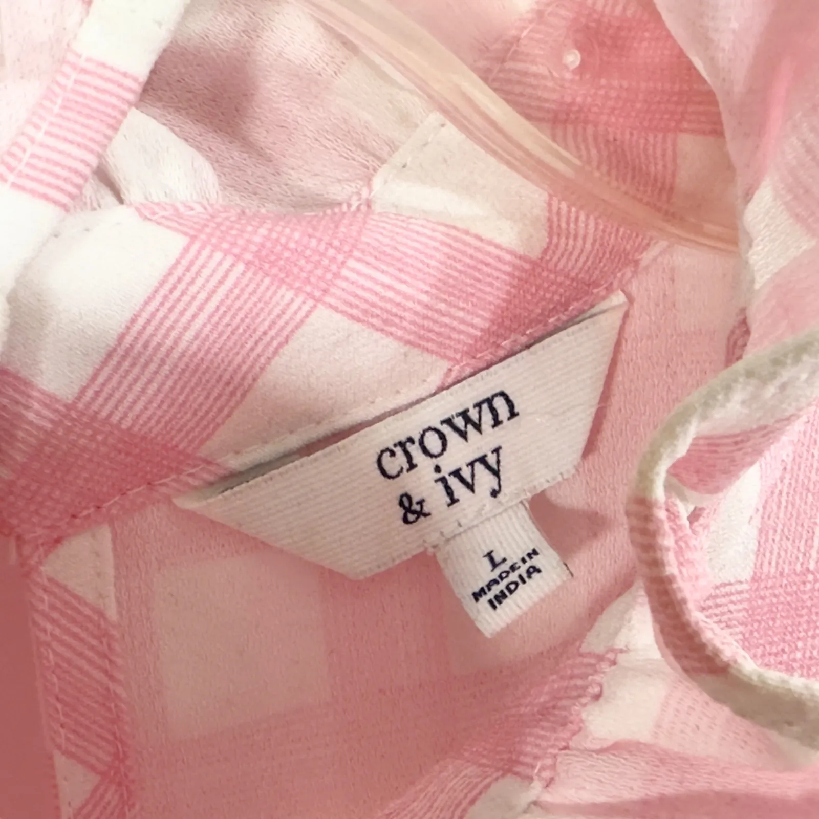 Crown & Ivy Large Top Ruffle Mock Neck Sleeveless Top Pink Gingham Tiered 1295‎ - Image 4