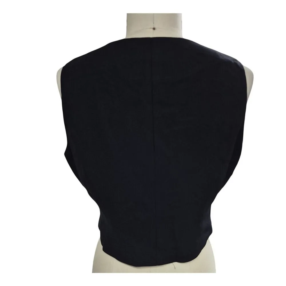 Vtg Sioni Womens Dress Vest Poly/Acetate Satin Lined Sparkle Button Sz 14 NWOT Black Size L - Image 4