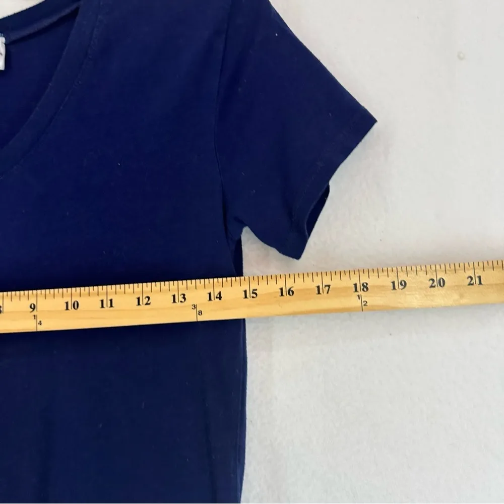 Basic Short Sleeve V Neck T Shirt Women’s XS Blue - Image 3