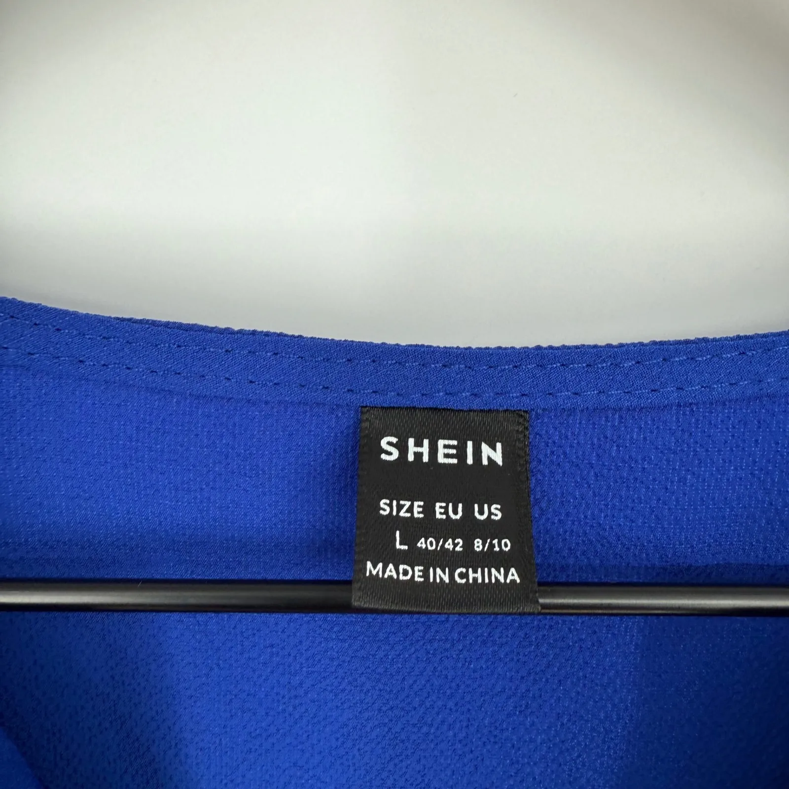SHEIN Cobalt Blue Blouse Top Womens Long Sleeve Button Detail V-Neck Size L‎ - Image 3