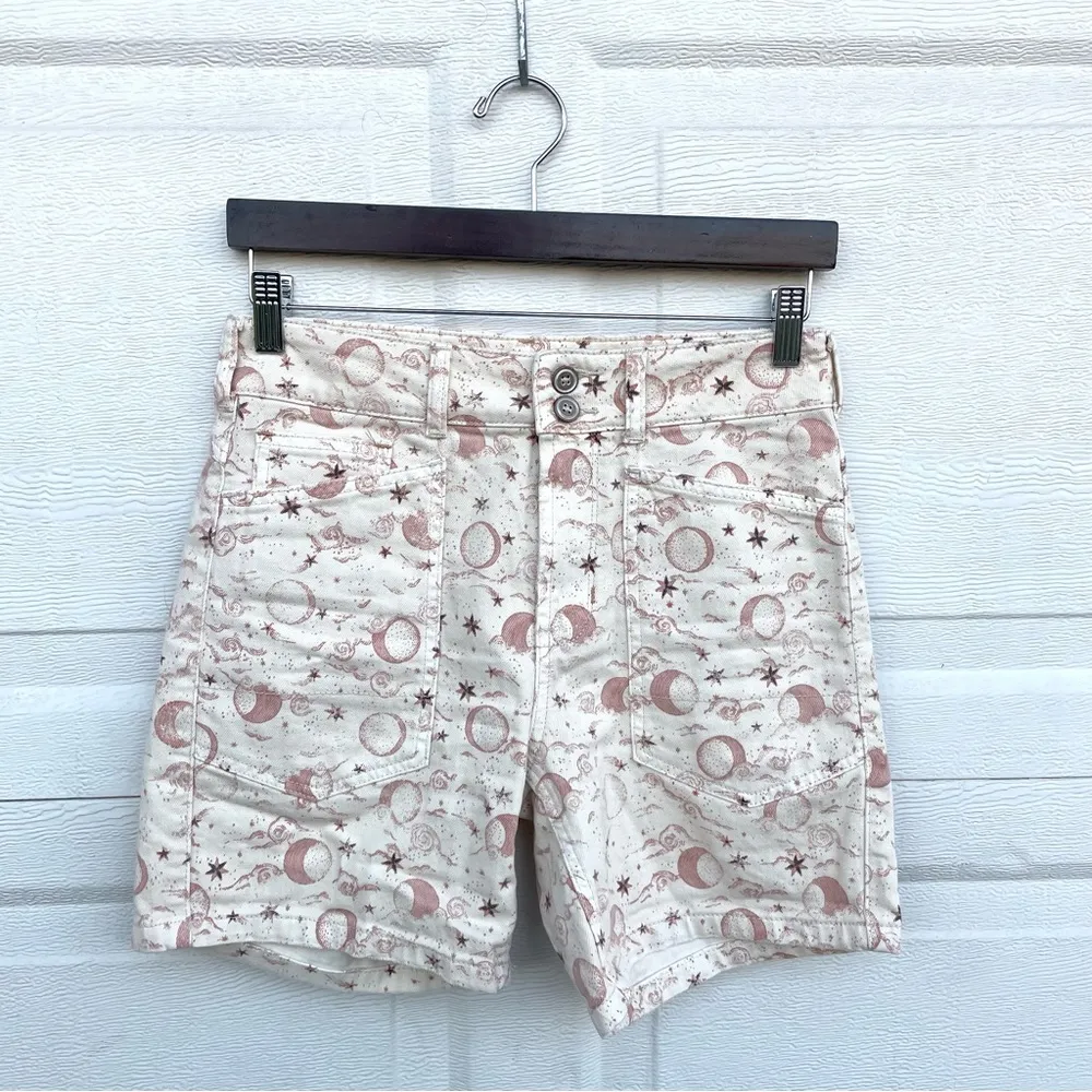 Anthropologie Cocorrina Womens Shorts Celestial Cream Mauve Moon Size 25 - Image 3