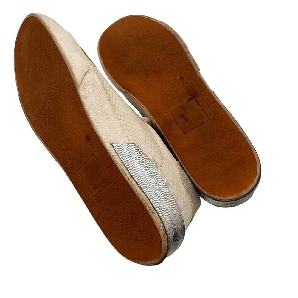 DV Dolce Vita White & Silver Harrison Leather Sneakers Size 8.5 - Image 7