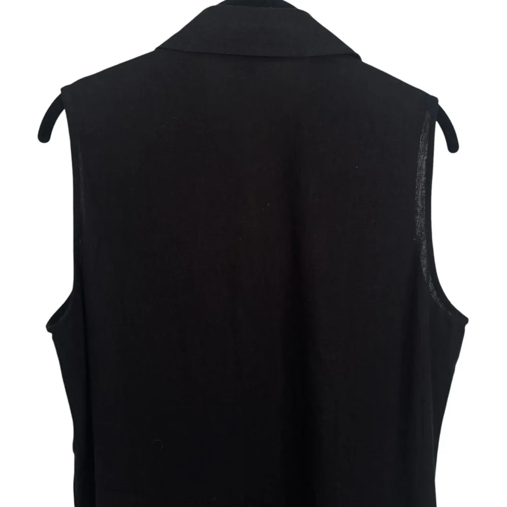 For Cynthia Black Asymmetrical‎ Hem Sleeveless Collared Linen Blend Dress Size M - Image 6