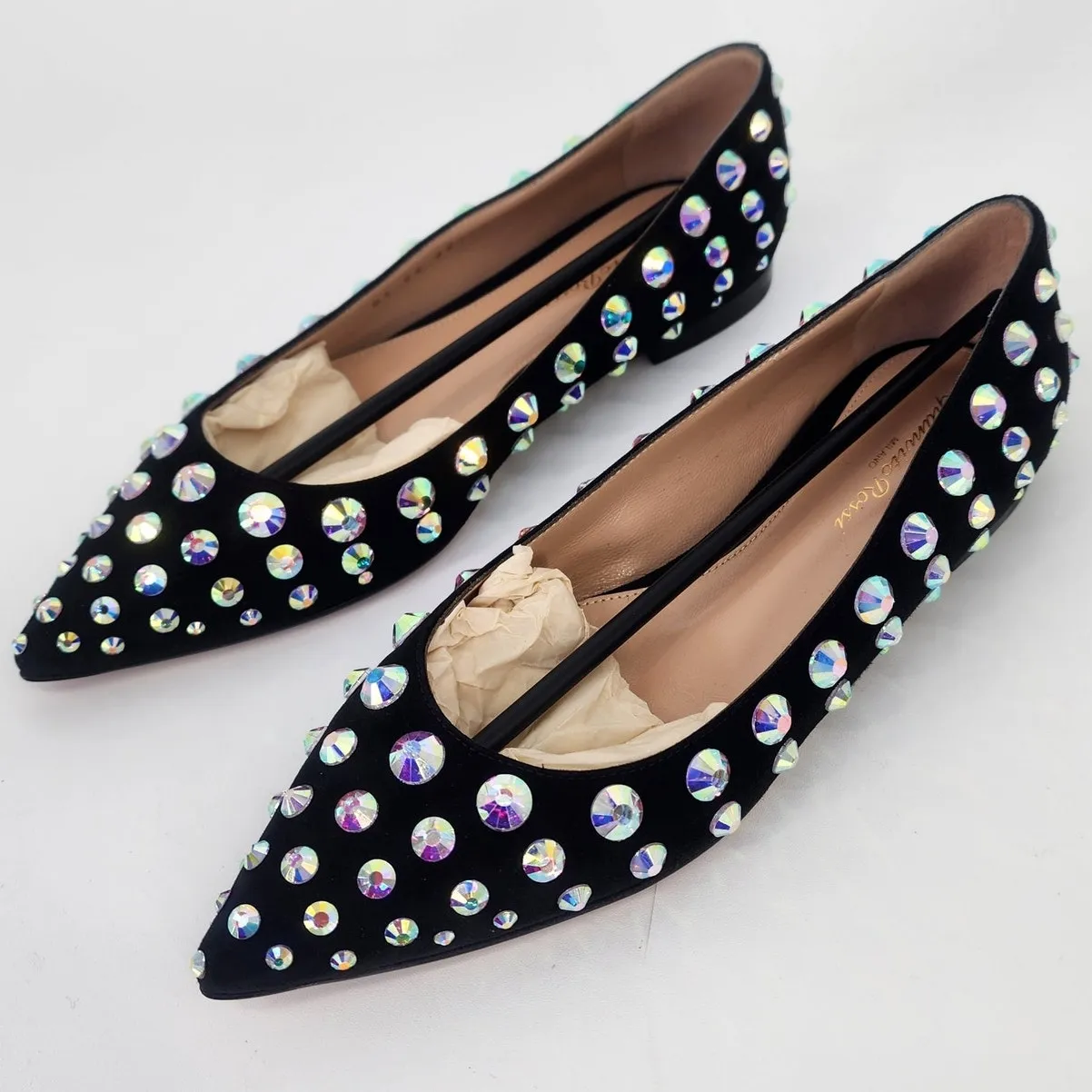 Gianvito Rossi Spectra Pump 05 Black Crystal-Studded Flats Women’s Size 37 - Image 16
