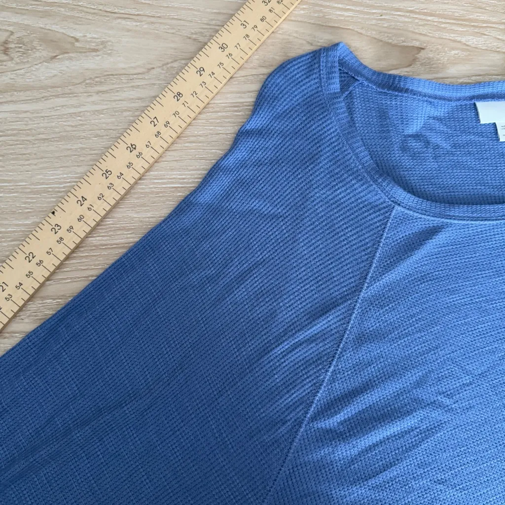 J..Jill 3X Thermal Long Sleeve Tunic Lounge Comfy Relaxed Waffle Knit Blue - Image 6