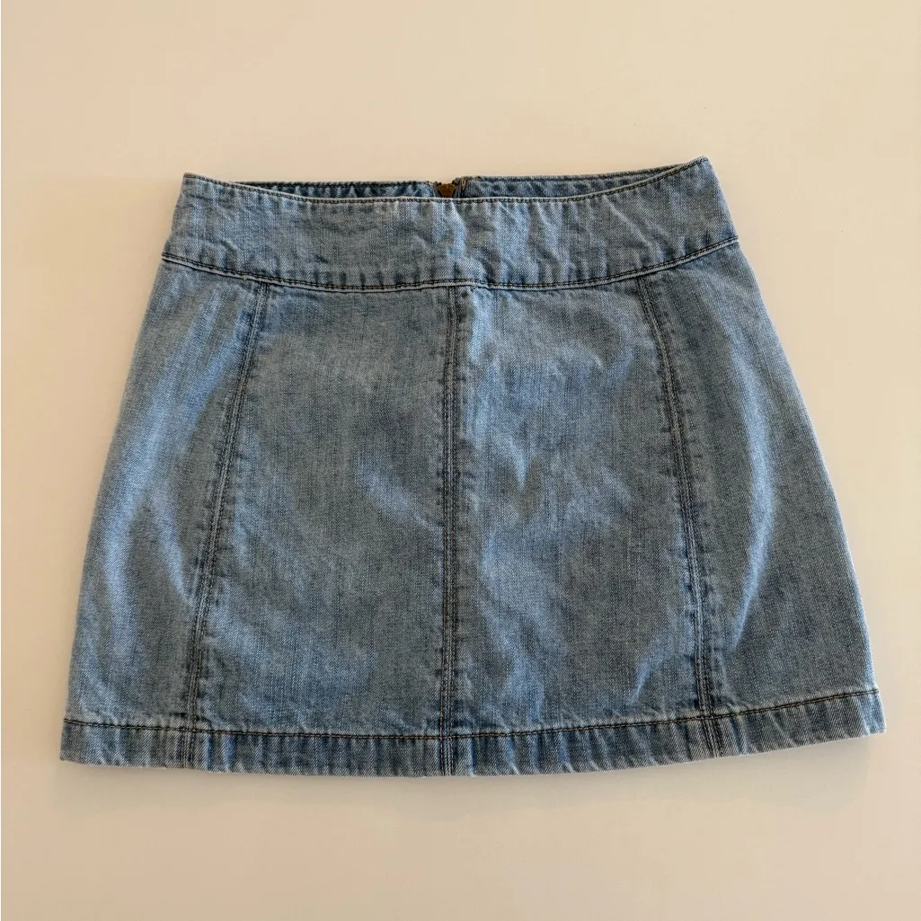 Free People Womens Light Wash Zippered A-Line Denim Mini Skirt - Image 2