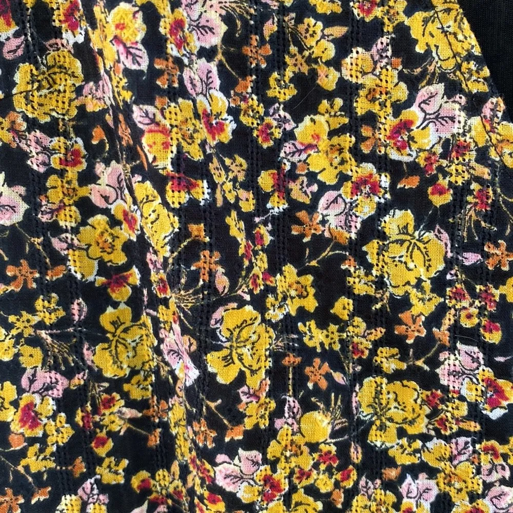 Exclusive Piper and scoot Womens XS black and yellow floral midi wrap dress - Image 7