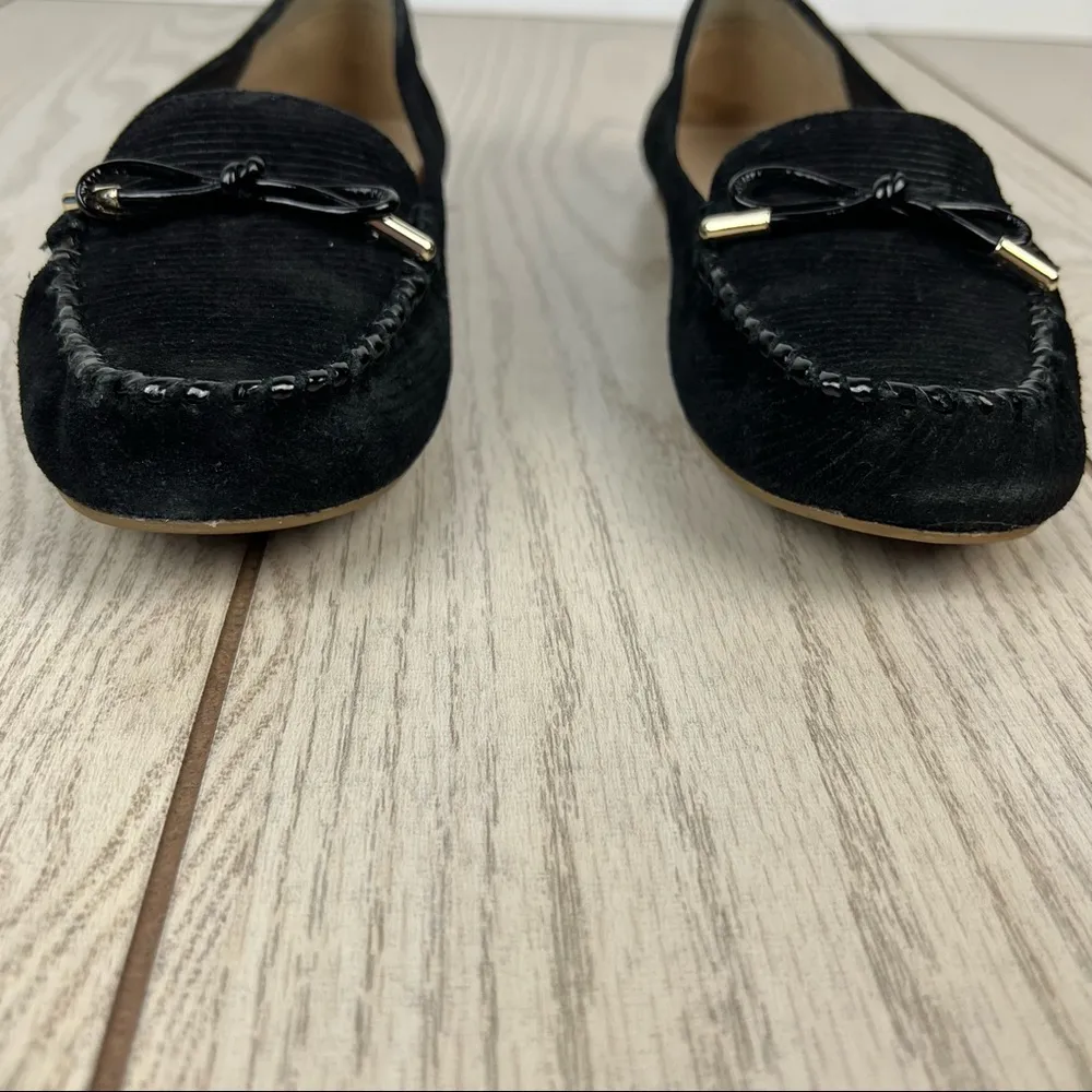 Jack Rogers Millie Bow Moccasin Flats 9B Black Corduroy Suede $128 in box - Image 4