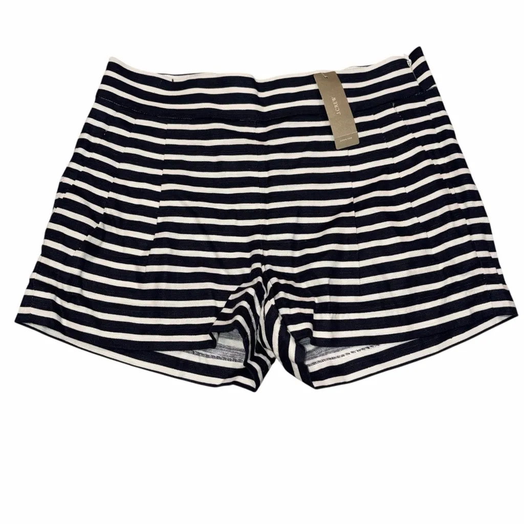 NEW Navy & White Stripe Linen Blend Pleated Dress Shorts size 0 - Image 6