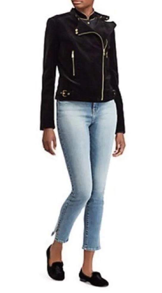 Lauren Ralph Lauren Stretch-Velvet Moto Jacket Cotton, Size 16 NEW Retail $295 - Image 10