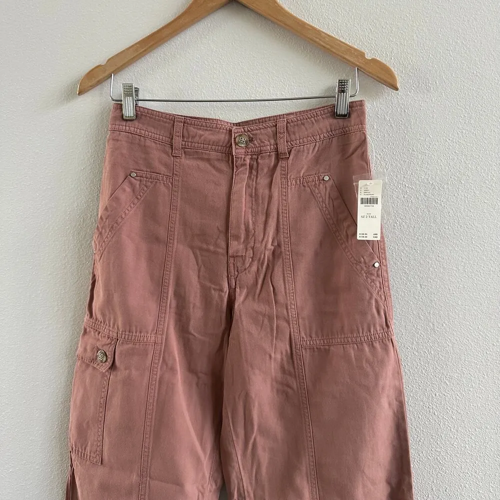 By Anthropologie The Carson utility cargo barrel pants in Plum Size 2 Tall New - Image 4