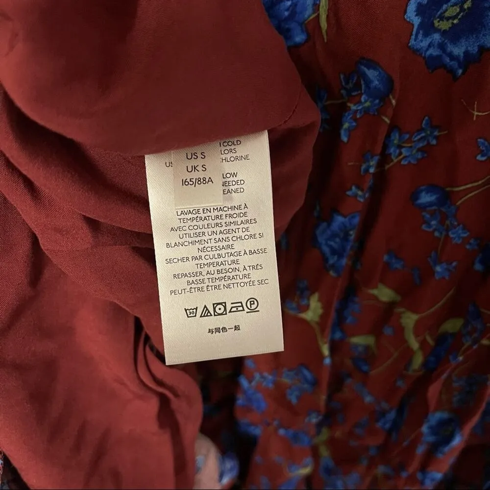 FREE PEOPLE Flower Fields Mini Dress Small Burgundy Blouson Boho Bohemian NWT - Image 12